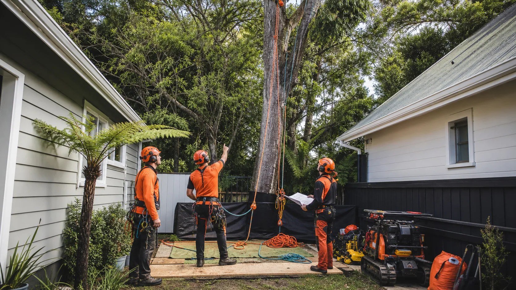 How Arborists Remove Large Trees in Confined Spaces